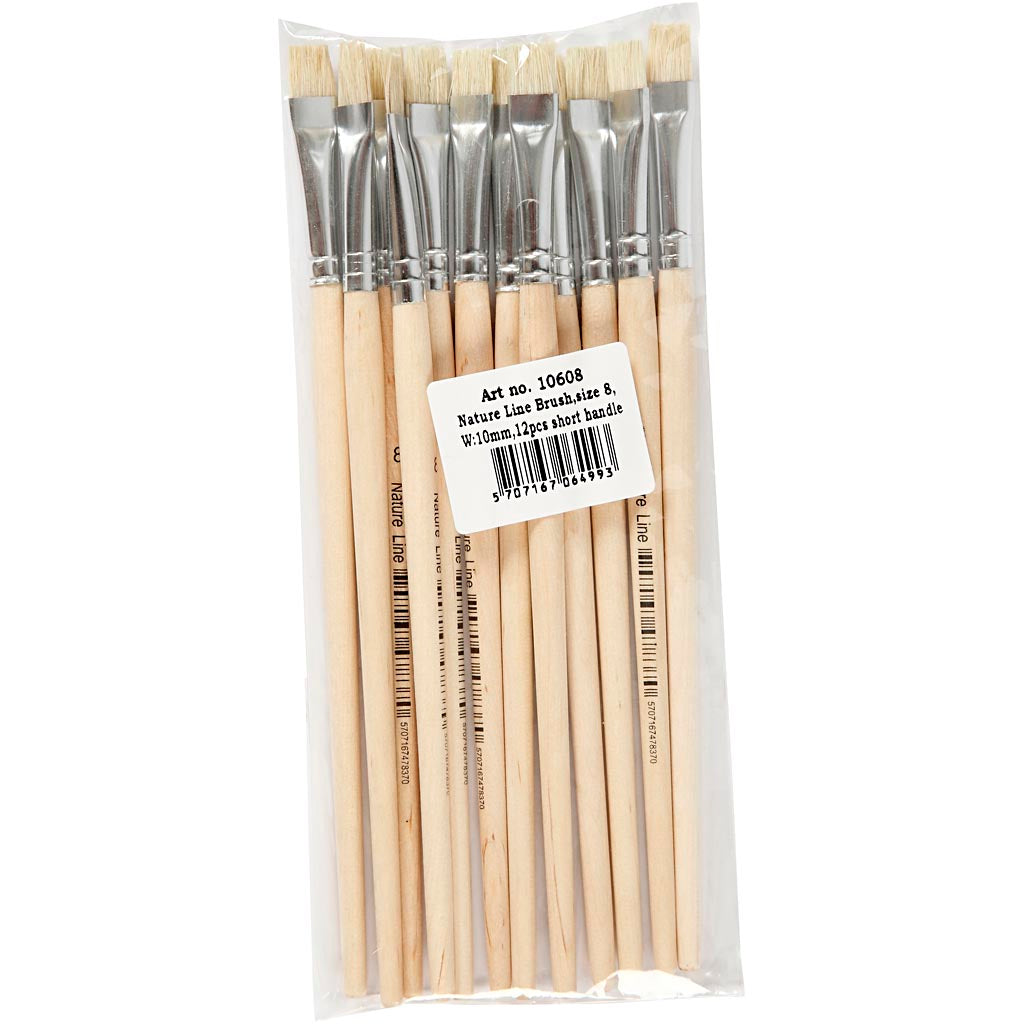 Nature Line Brushes, no. 12, L: 19 cm, W: 11 mm, flat, 12 pc