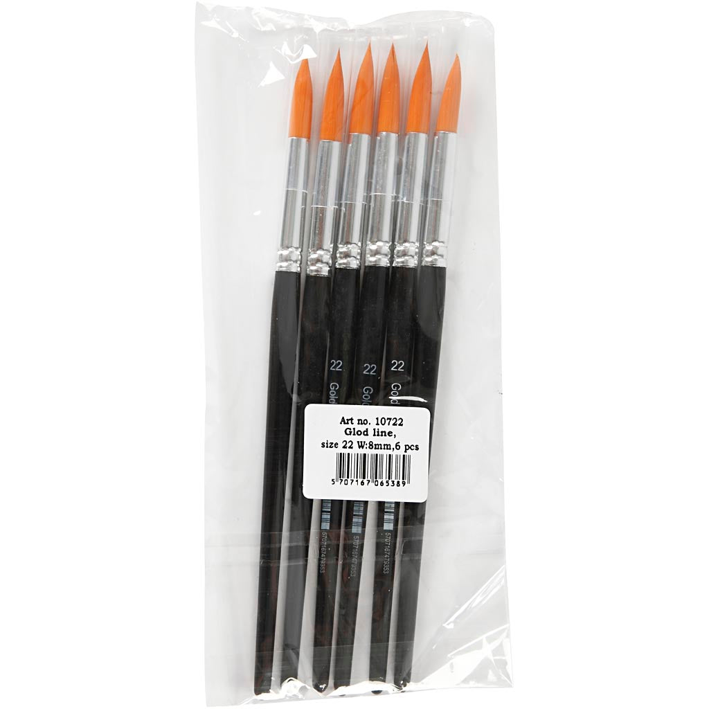 Nylon Brushes, no. 22, L: 21 cm, W: 8 mm, round, 6 pc