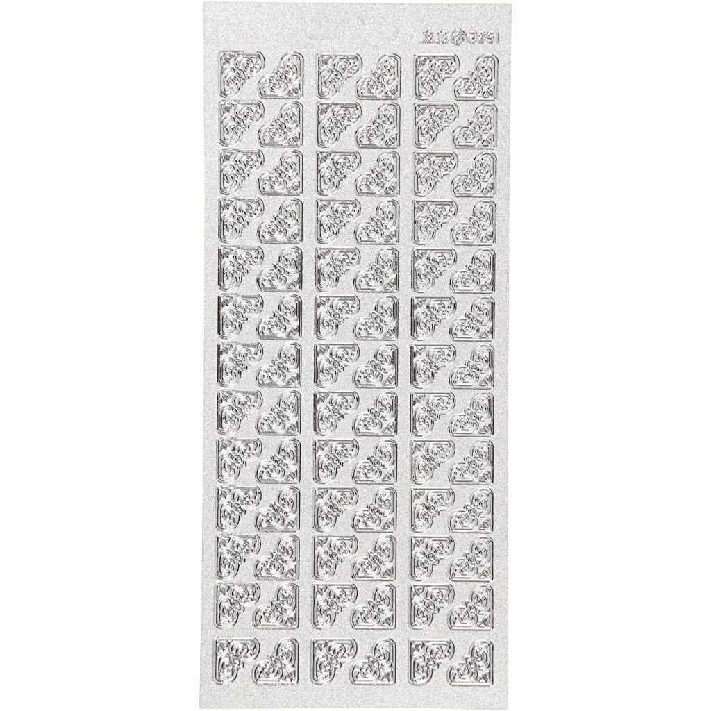 Stickers, corners, sheet 10x23 cm, silver, 1 sheet