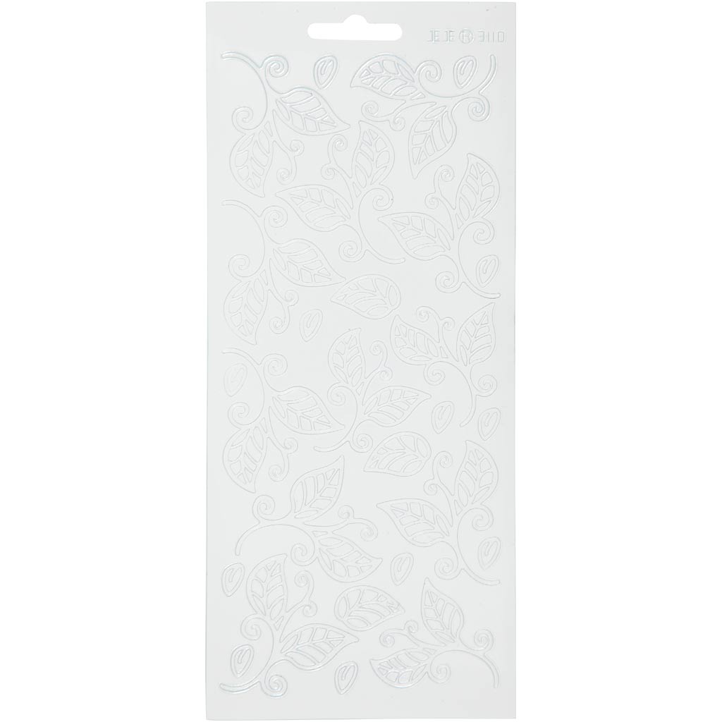 Stickers, leaves, sheet 10x23 cm, white, 1 sheet