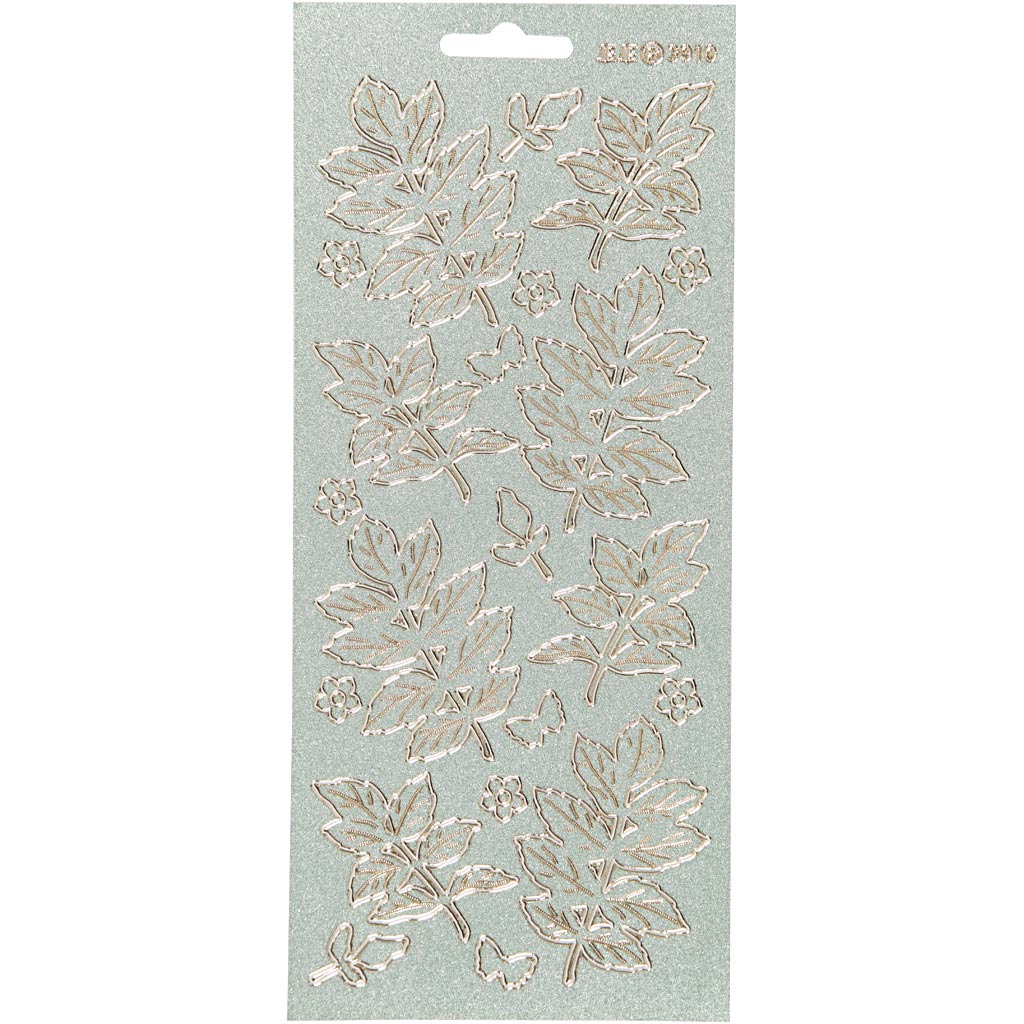 Stickers, leaves, sheet 10x23 cm, gold, 1 sheet