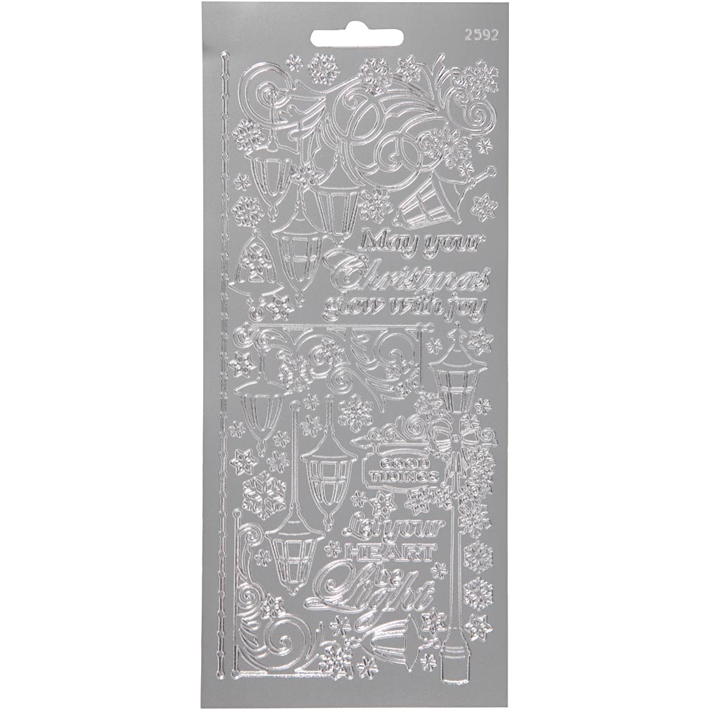 Stickers, lanterns, sheet 10x23 cm, silver, 1 sheet