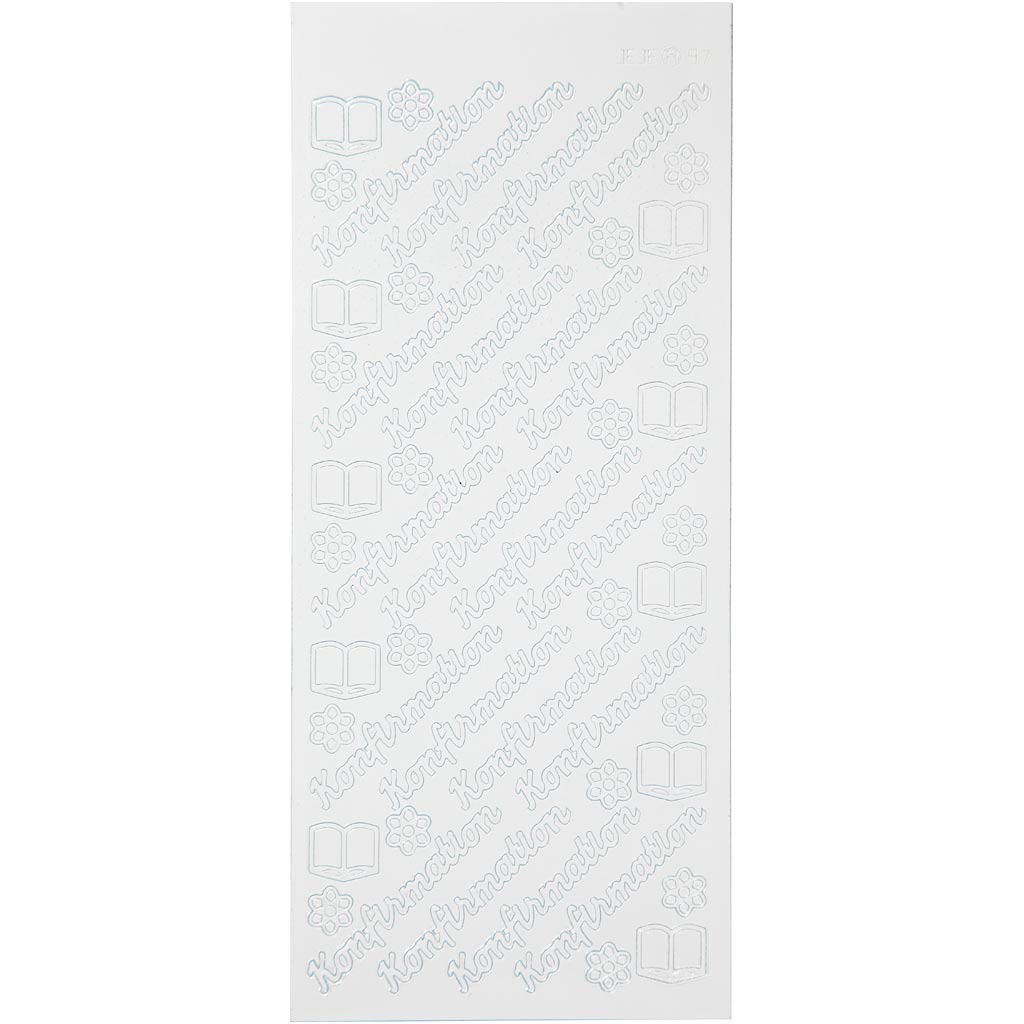 Stickers, konfirmation, sheet 10x23 cm, white, 1 sheet
