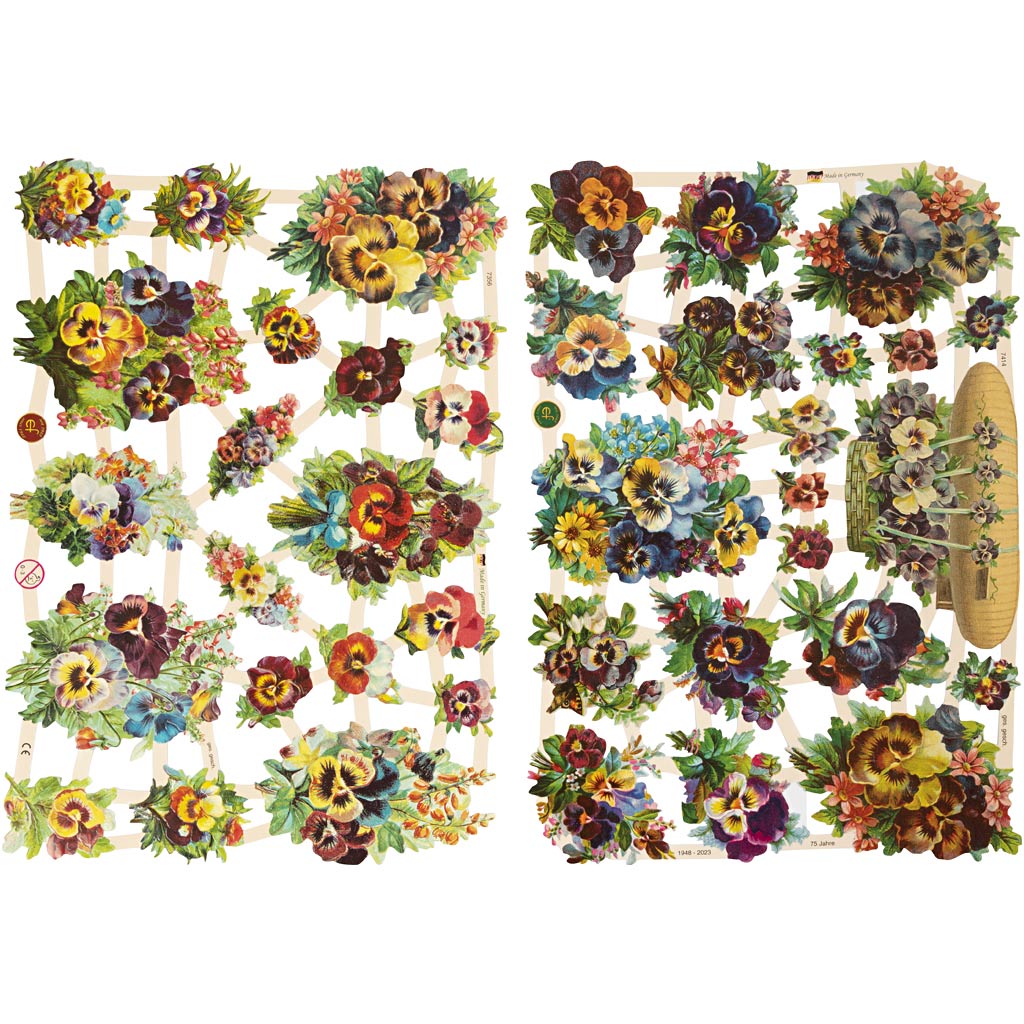 Vintage Die-Cuts, pansy, sheet 16,5x23,5 cm, 2 sheet