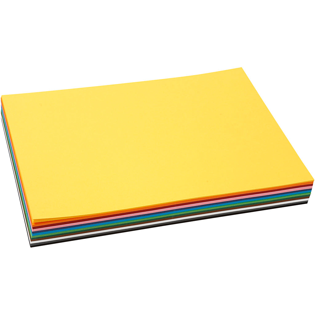 Coloured Card, A4, sheet 210x297 mm, 180 g, assorted colours, 12x10 sheet