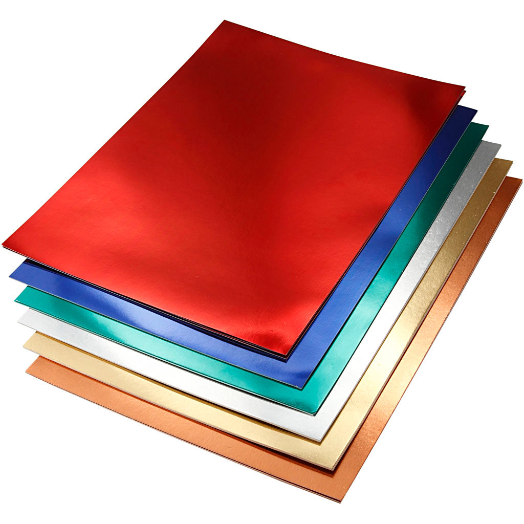 Metallic Foil Card, A4, sheet 210x297 mm, 280 g, assorted colours, 30 ass sheets