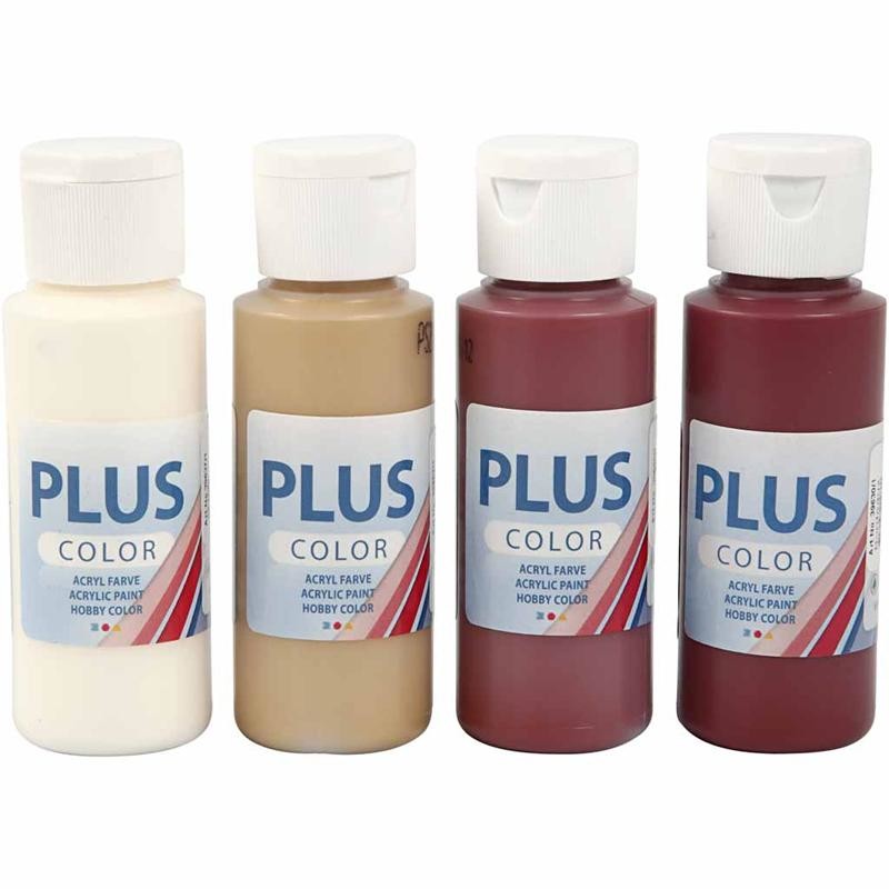 Plus Color Craft Paint, asstd colours, 4x60ml