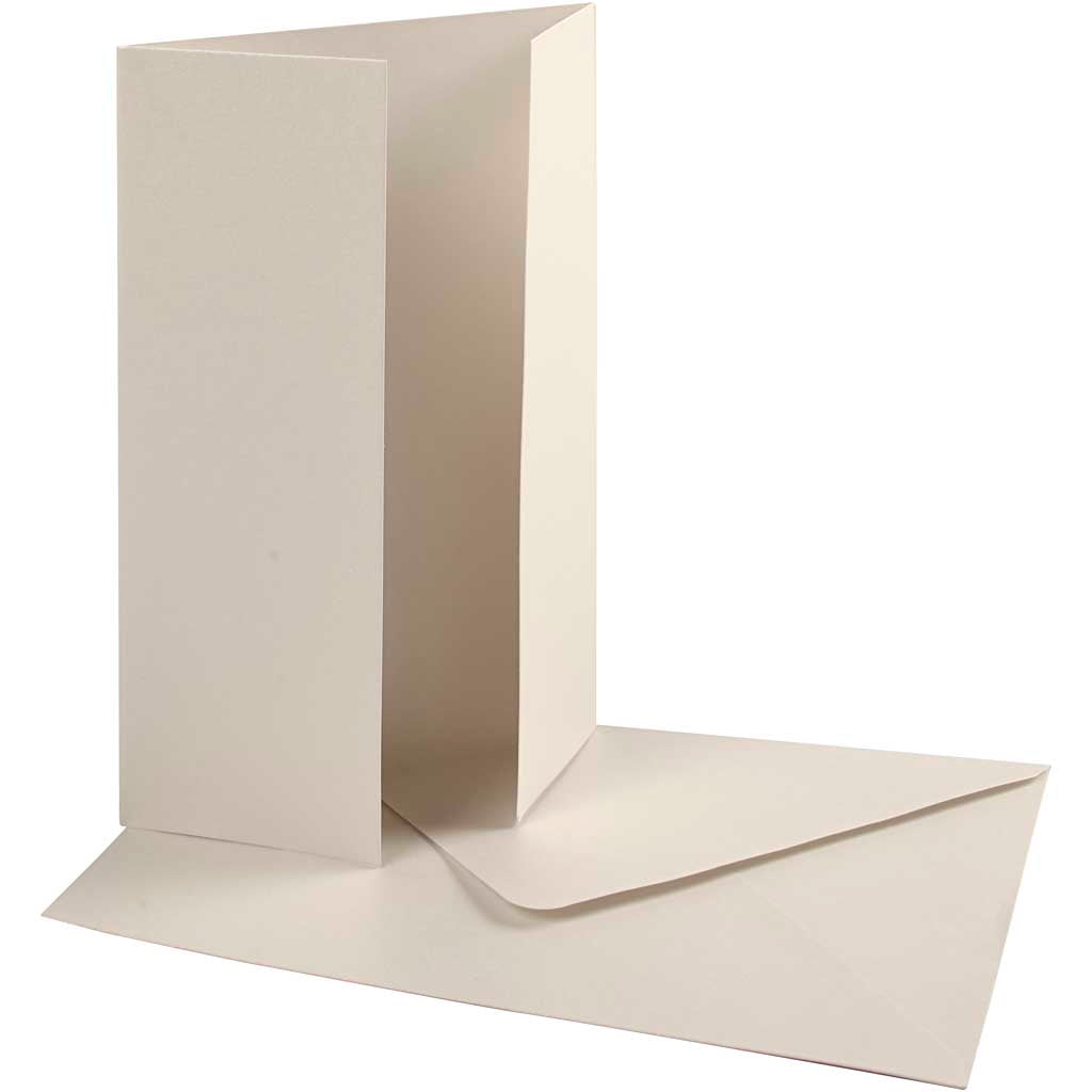 Pearlescent Card & Envelope, card size 10,5x15 cm, envelope size 11,5x16,5 cm, 230+120 g, off-white, 10 set