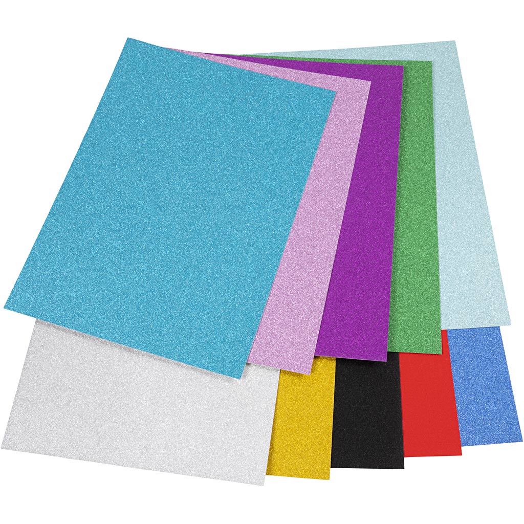 Glitter card, A4, Colour may vary , 250 g, 10 sheet