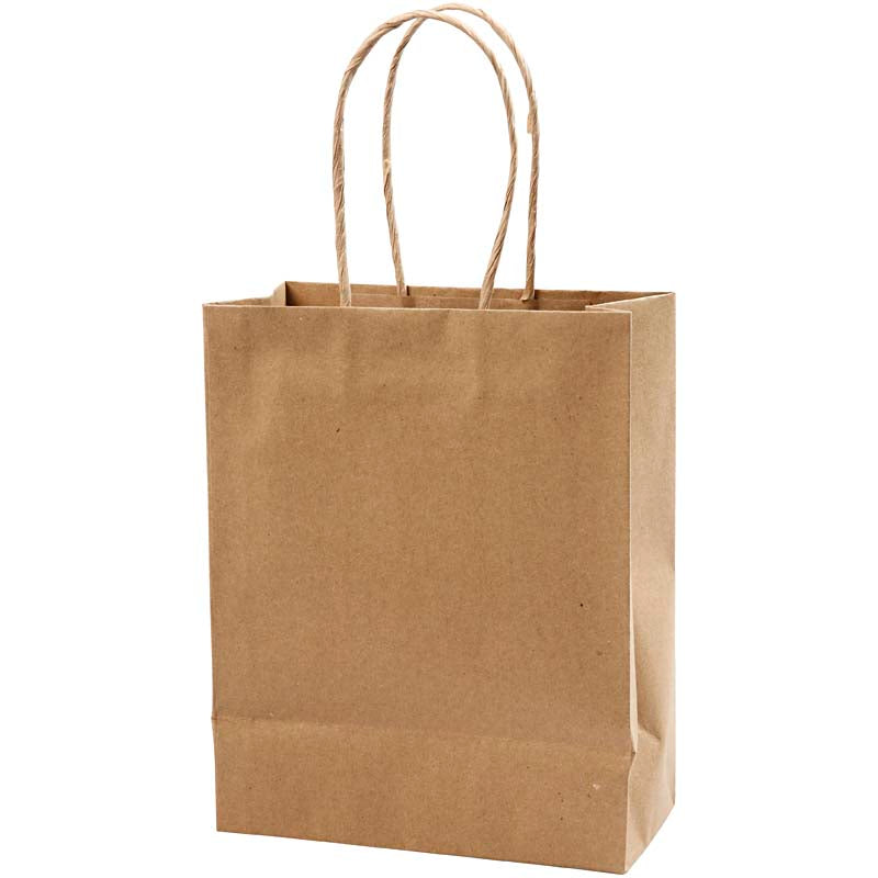 Paper Bag, H: 23 cm, W: 18x9 cm, 125 g, brown, 10 pc