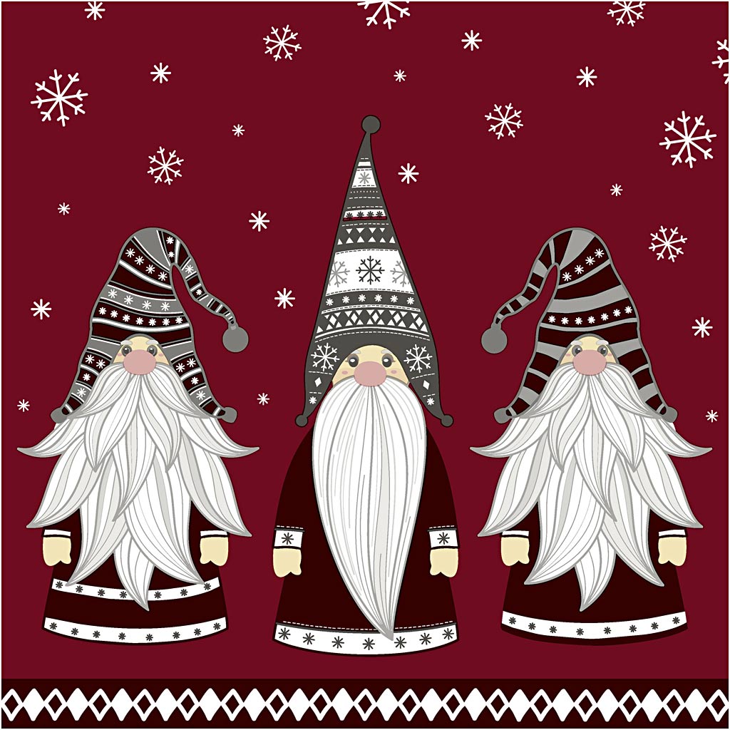 Napkins, Gnomes, size 33x33 cm, 20 pc