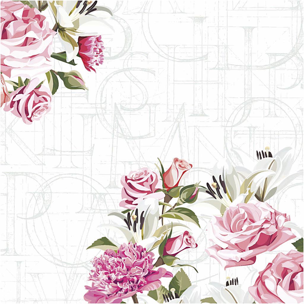 Napkins, Roses, size 33x33 cm, 20 pc