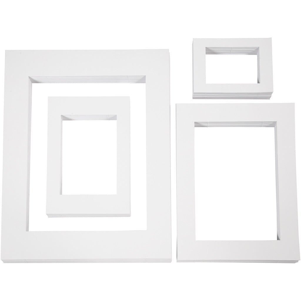 Picture Mount, A3,A4,A5,A6, size 13,4x18,9+19,7x27,9+28,3x36,6+39,5x49,6 cm, 500 g, white, 4x100 pc