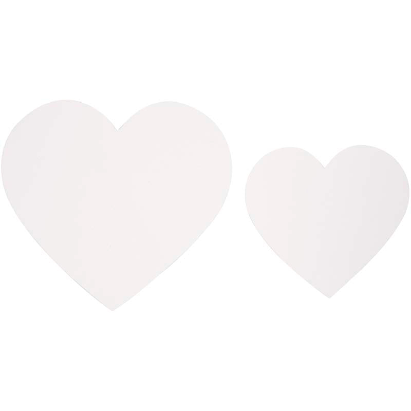 Hearts, size 6+8,5 cm, 240 g, white, 50 pc