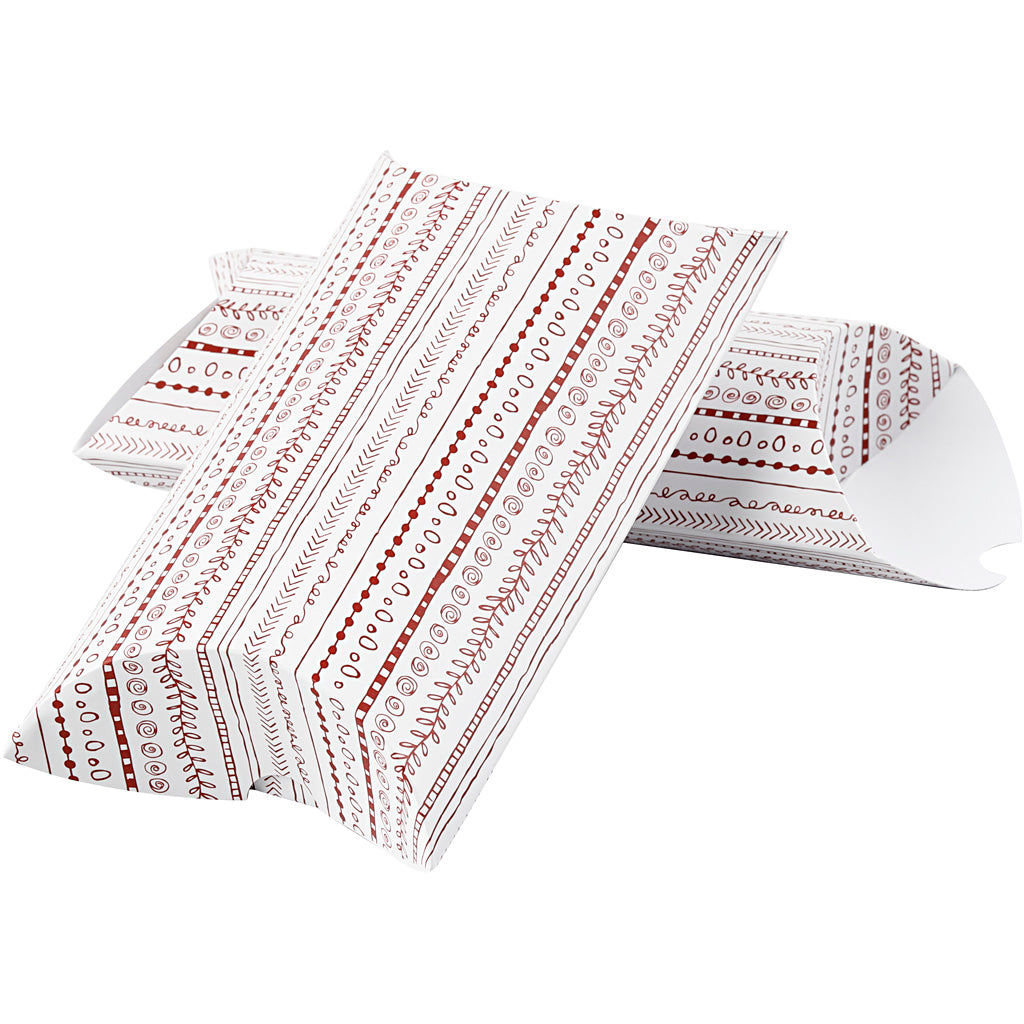 Pillow box, doodles, size 18x15x6 cm, 300 g, red