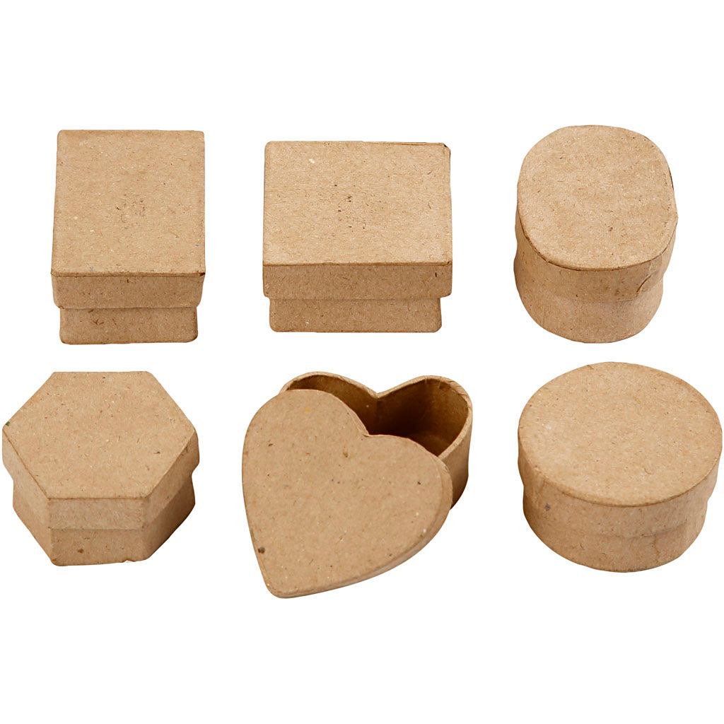 Mini Boxes, H: 3 cm, dia. 4-6 cm, 6pc