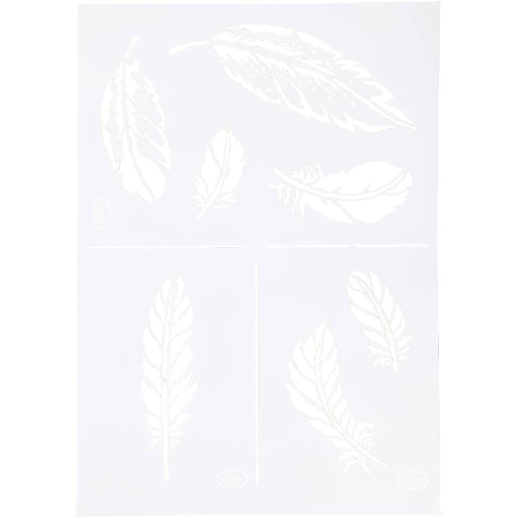 Stencil , feathers, A4, sheet 210x297 mm