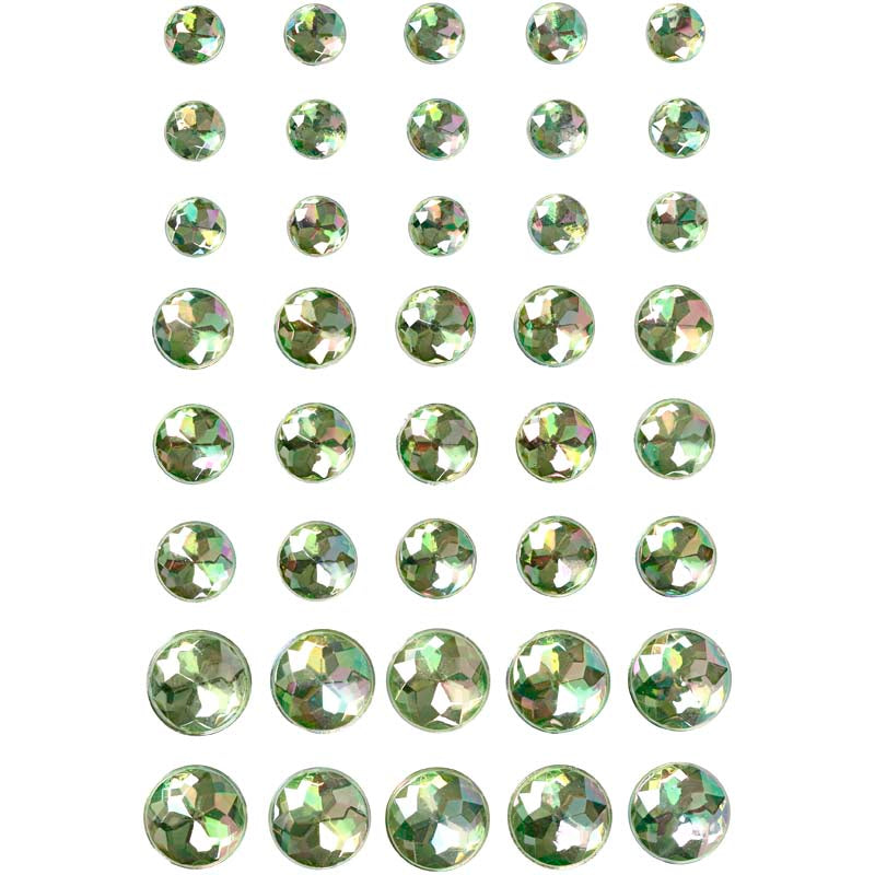 Rhinestones, size 6+8+10 mm, green, 40 pc