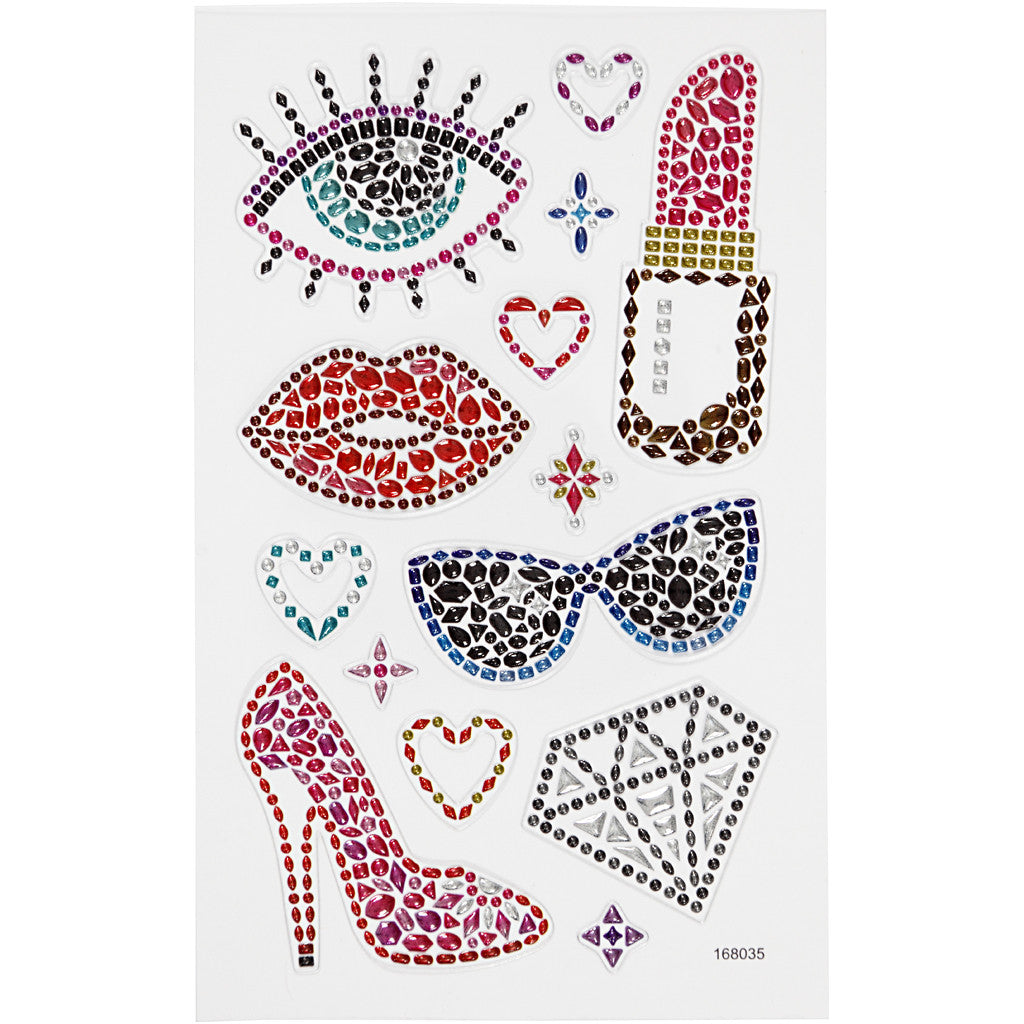 Diamond stickers, ready for the party, sheet 10x16 cm, 1 sheet
