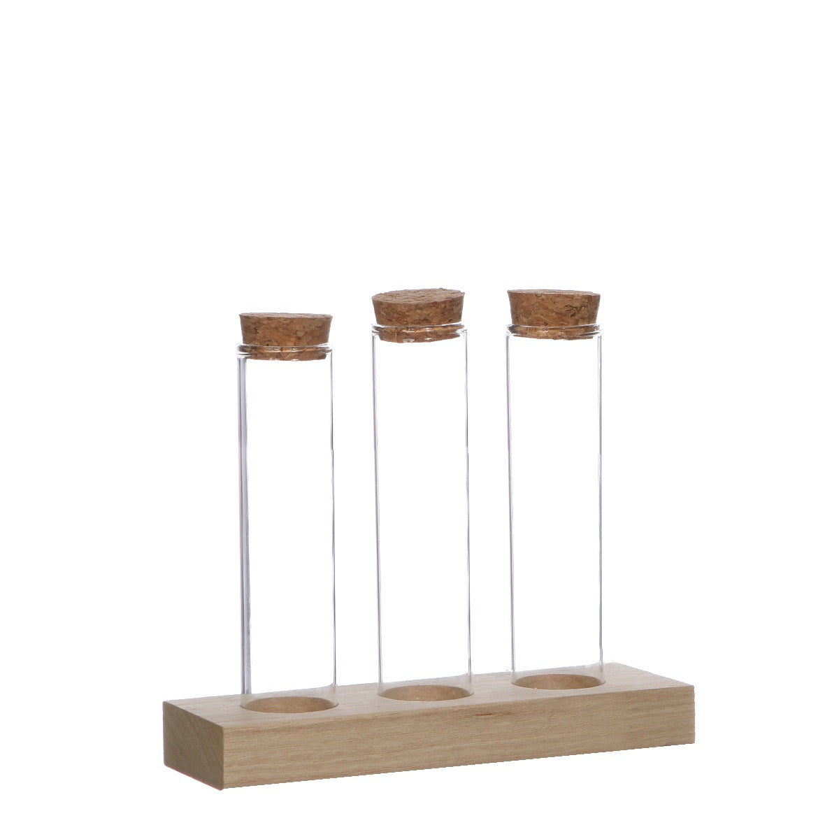 Glass tubes Ø3cm 3 tubes on wooden board (12 pcs.)