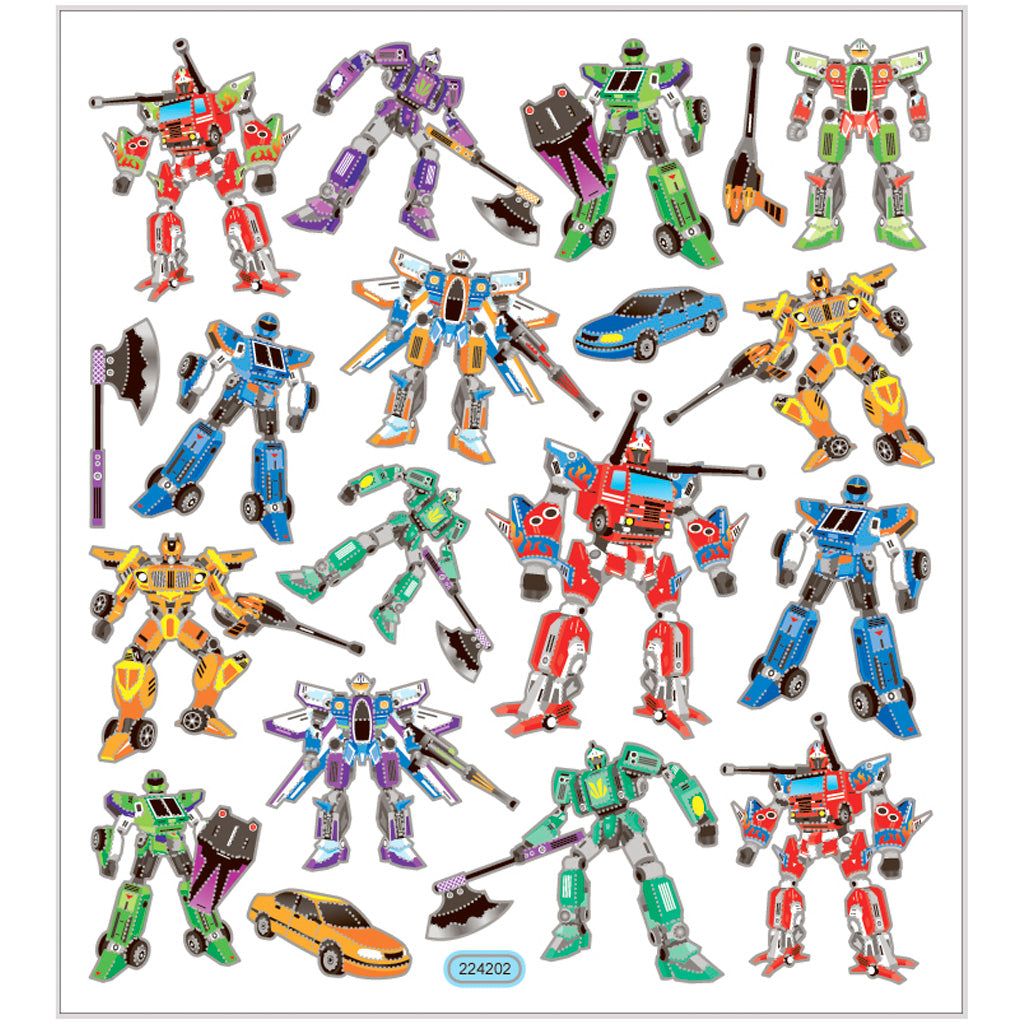 Stickers, transformers, sheet 15x16,5 cm, ca. 19 pc, 1 sheet