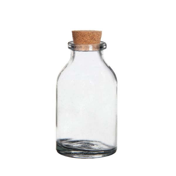 Glass Bottle Mini with cork 20ml 6cm tall Ø 3 cm (tray with 105 pcs)