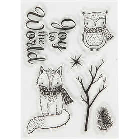 Silicone Motives, owl and fox, size 10,5x15 cm, 1 sheet