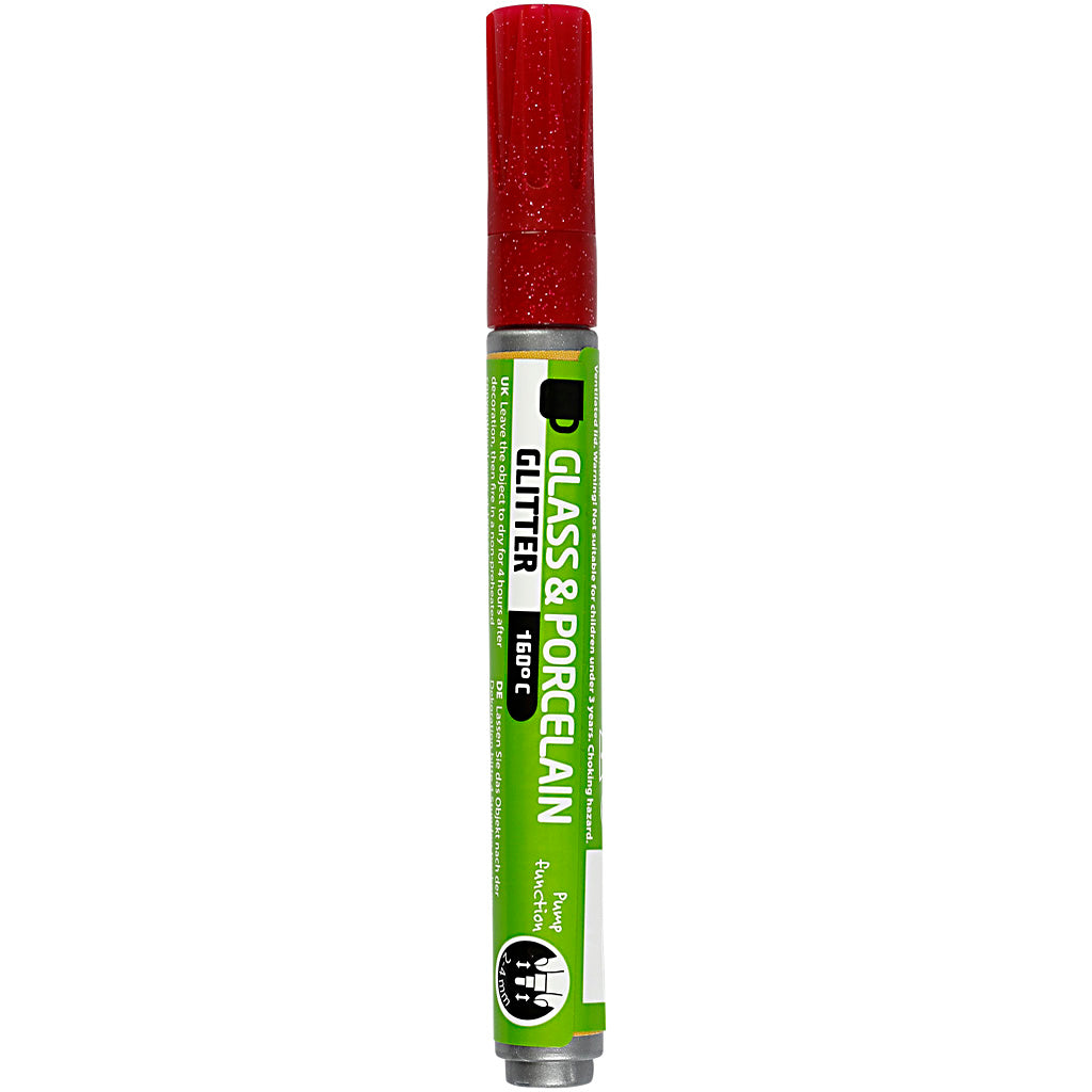 Glass & Porcelain Marker, glitter, line 2-4 mm, semi opaque, dark red