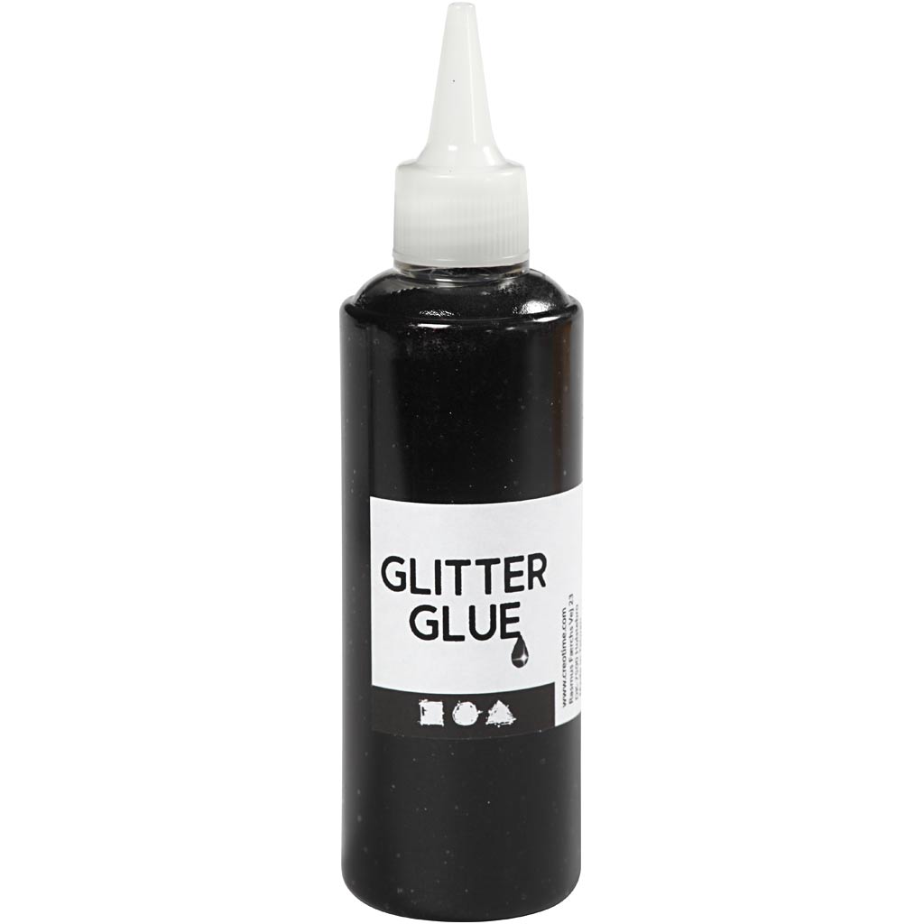 Glitter Glue, black, 118 ml/ 1 bottle