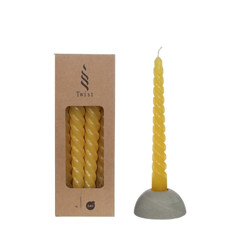 Candles twisted yellow 19cm high (4 pcs.)