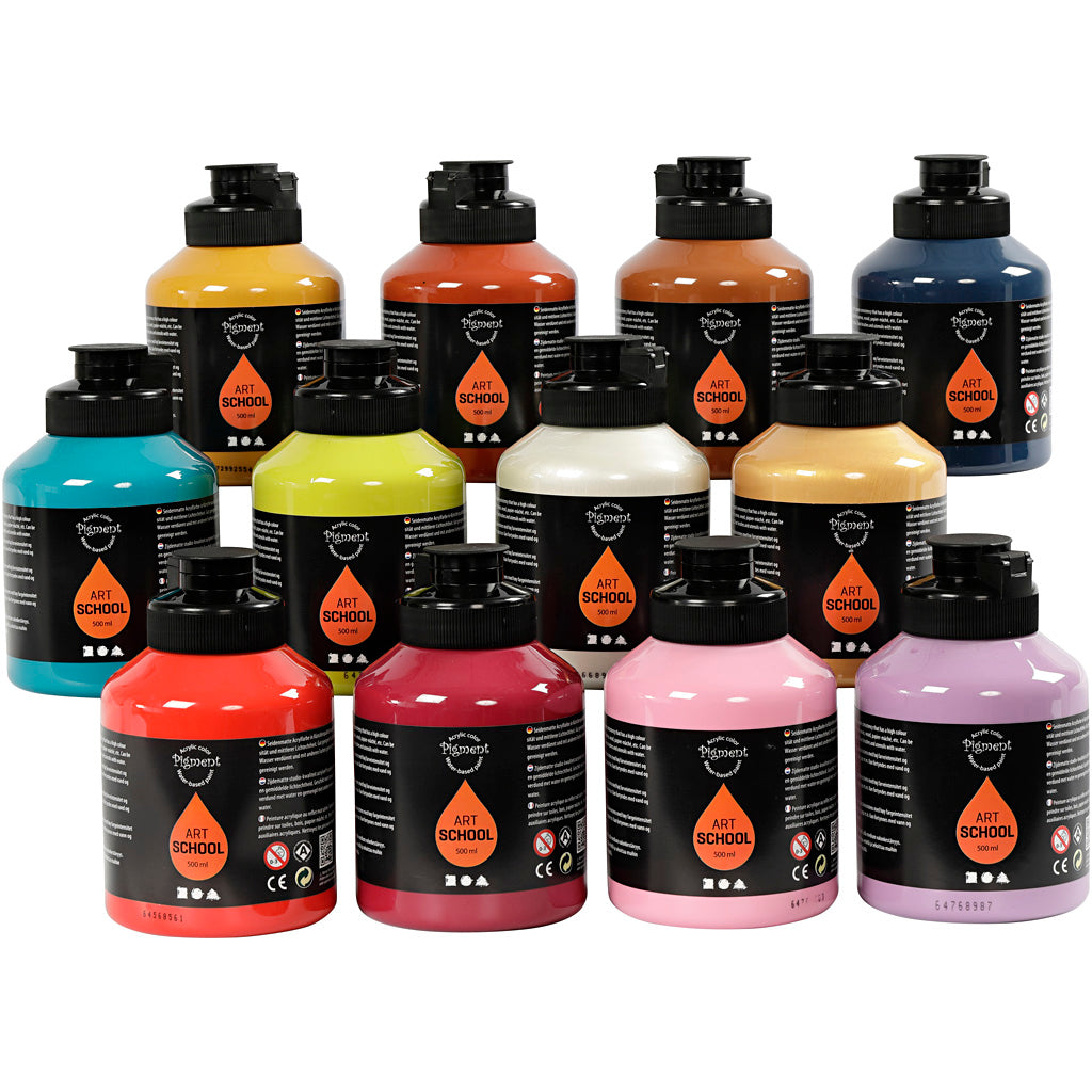 Acrylic Paint, semi-glossy, additional colours, 12x500 ml
