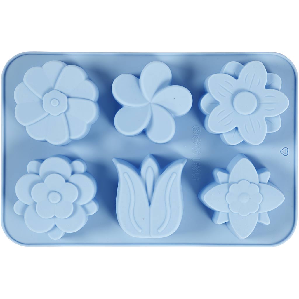 Silicone Mould, flowers, H: 2,6 cm, L: 6 cm, W: 7,5 cm, 75 ml