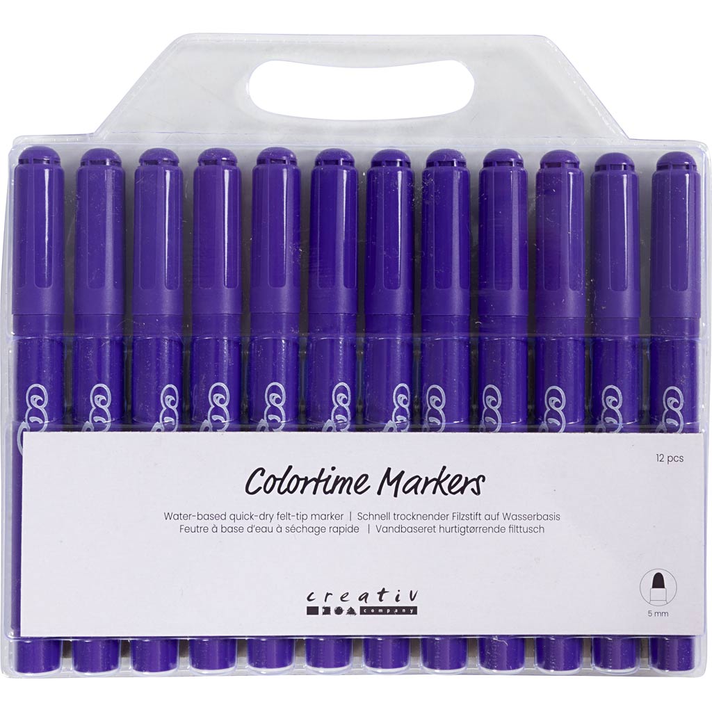 Colortime Markers, line 5 mm, purple, 12 pc