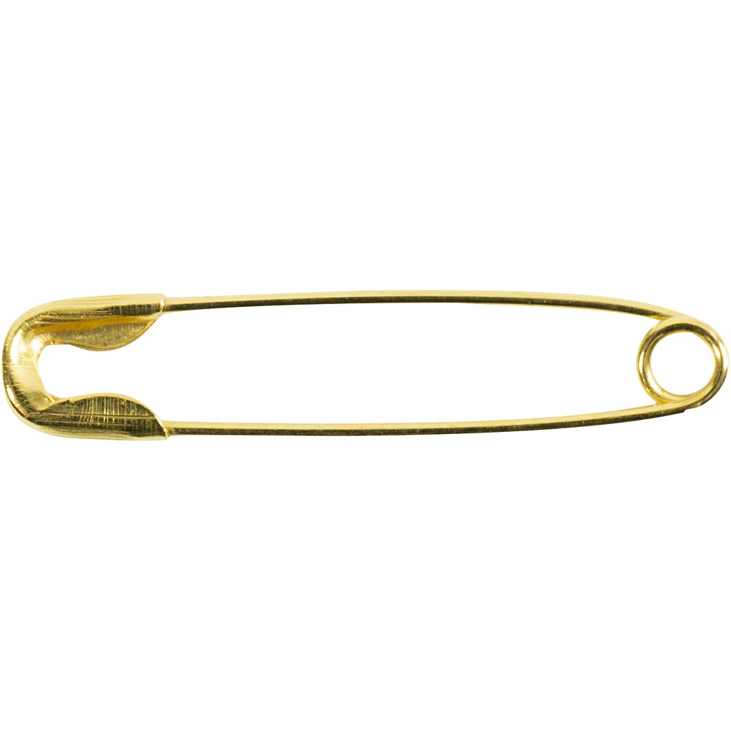 Safety Pins, L: 22 mm, thickness 0,6 mm, gold, 500 pc