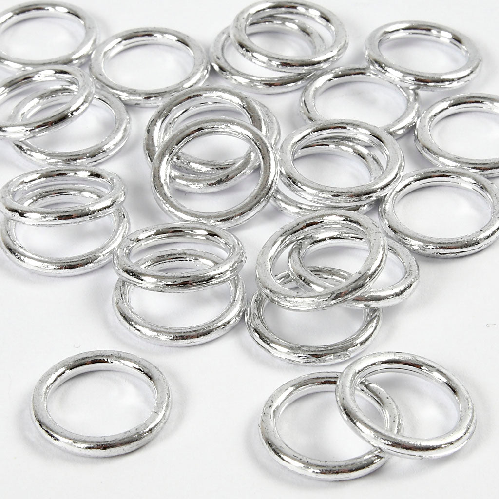 Plastic Ring, size 15 mm, thickness 2 mm, silver, 25 pc