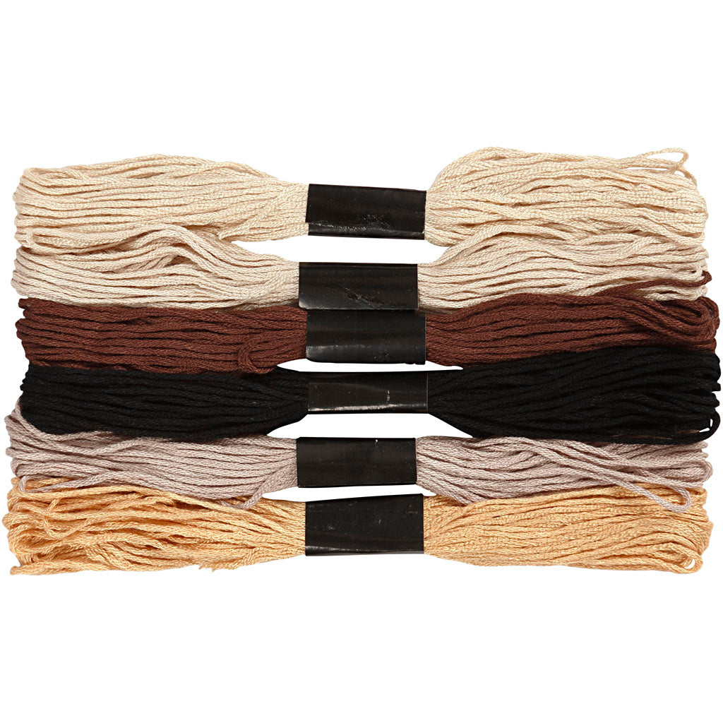 Embroidery Thread, thickness 1 mm, natural, 6 bundle