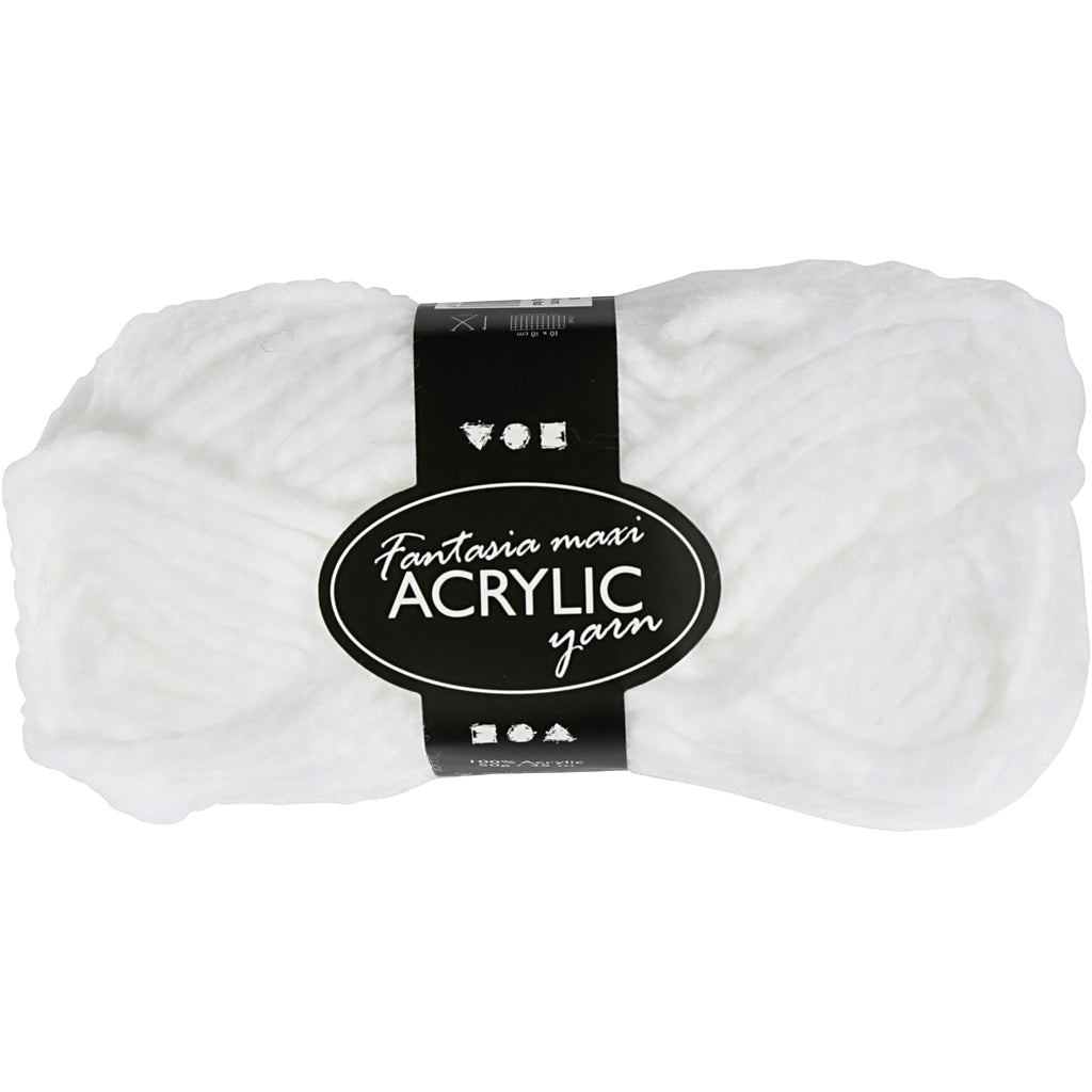 Fantasia Acrylic Yarn, L: 35 M, Maxi, white, 50 g/ 1 ball