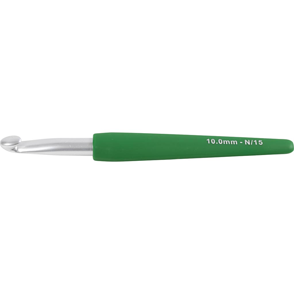 Crochet Hook, no. 10, L: 16 cm, size 10 mm, green