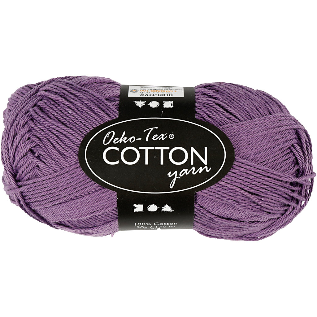 Cotton Yarn, no. 8/4, L: 170 M, needle 3-3,5, purple, 50 g/ 1 ball