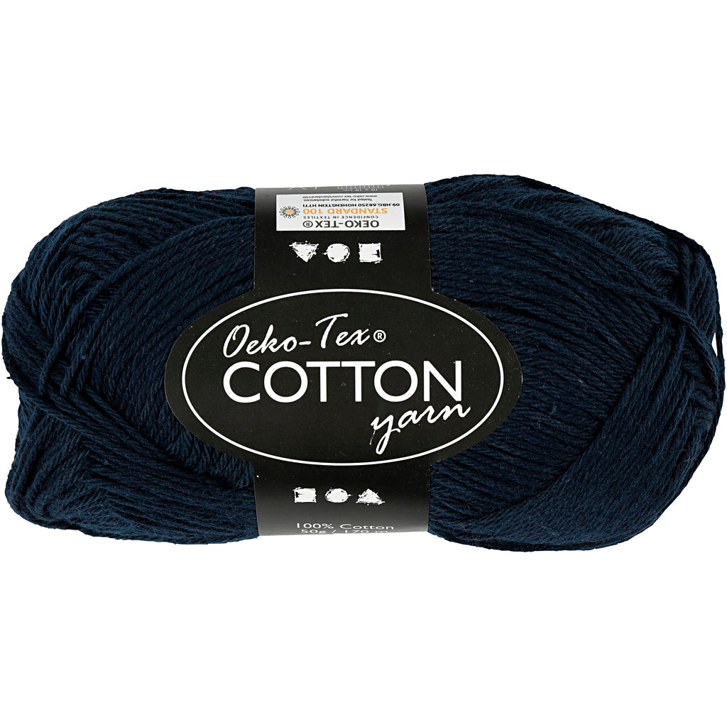 Cotton Yarn, no. 8/4, L: 170 M, needle 3-3,5, dark blue, 50 g/ 1 ball