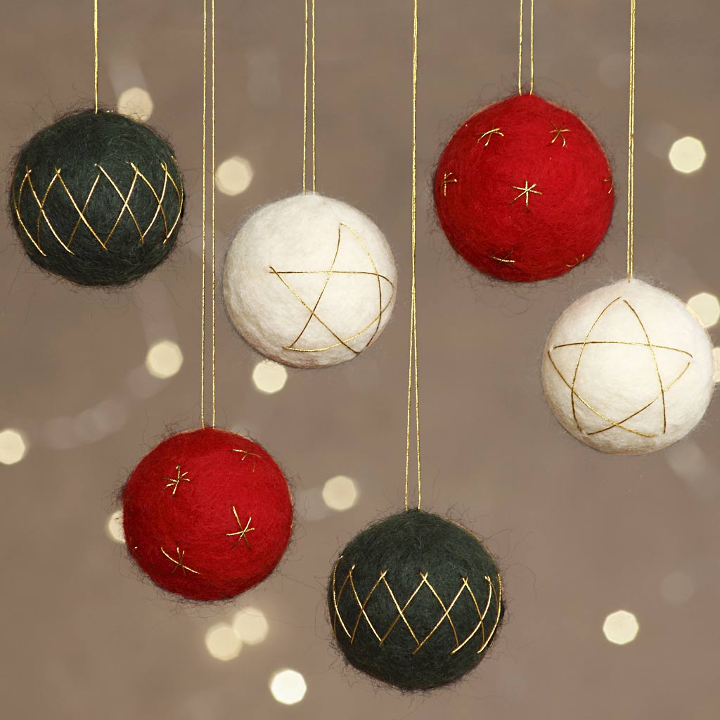 Christmas Baubles, dia. 6 cm, 6 pc