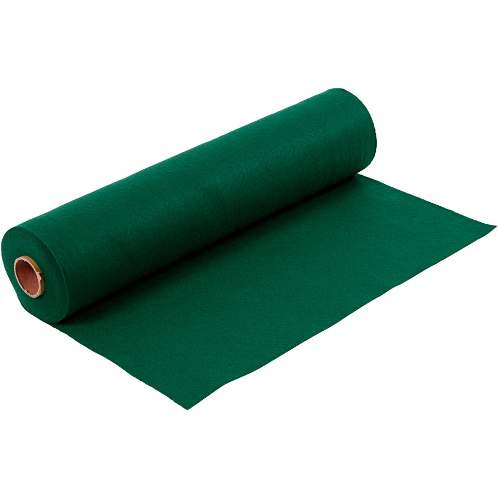 Craft felt, W: 45 cm, thickness 1,5-2 mm, 180-200 g, dark green, 5 m/ 1 roll