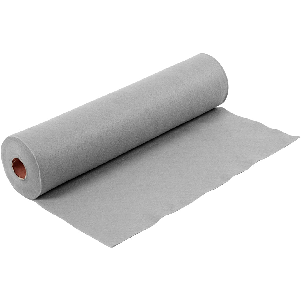 Craft felt, W: 45 cm, thickness 1,5-2 mm, 180-200 g, grey, 5 m/ 1 roll