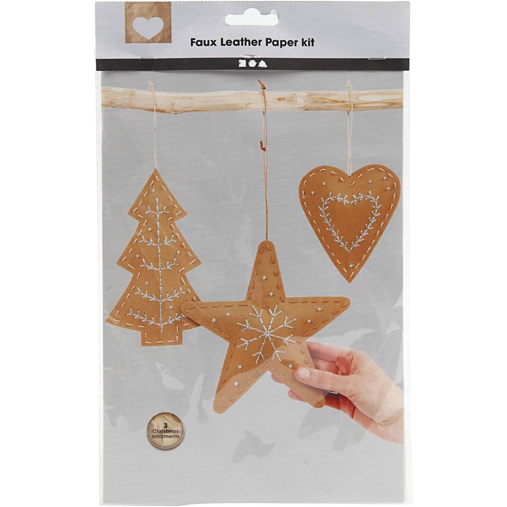 Faux Leather Christmas Ornaments, thickness 0,55 mm, beige