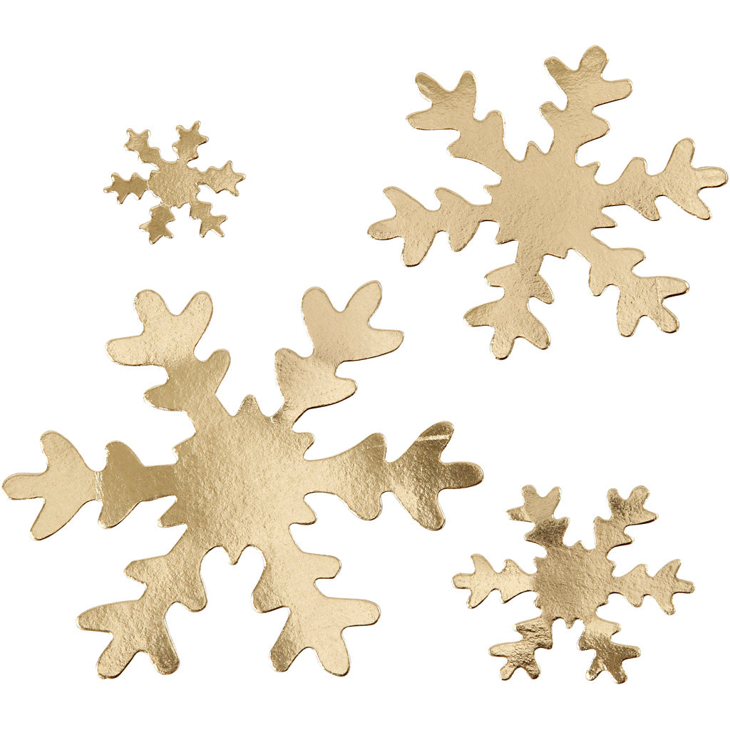 Snowflake, dia. 3+5+8+10 cm, 350 g, gold, 16 pc
