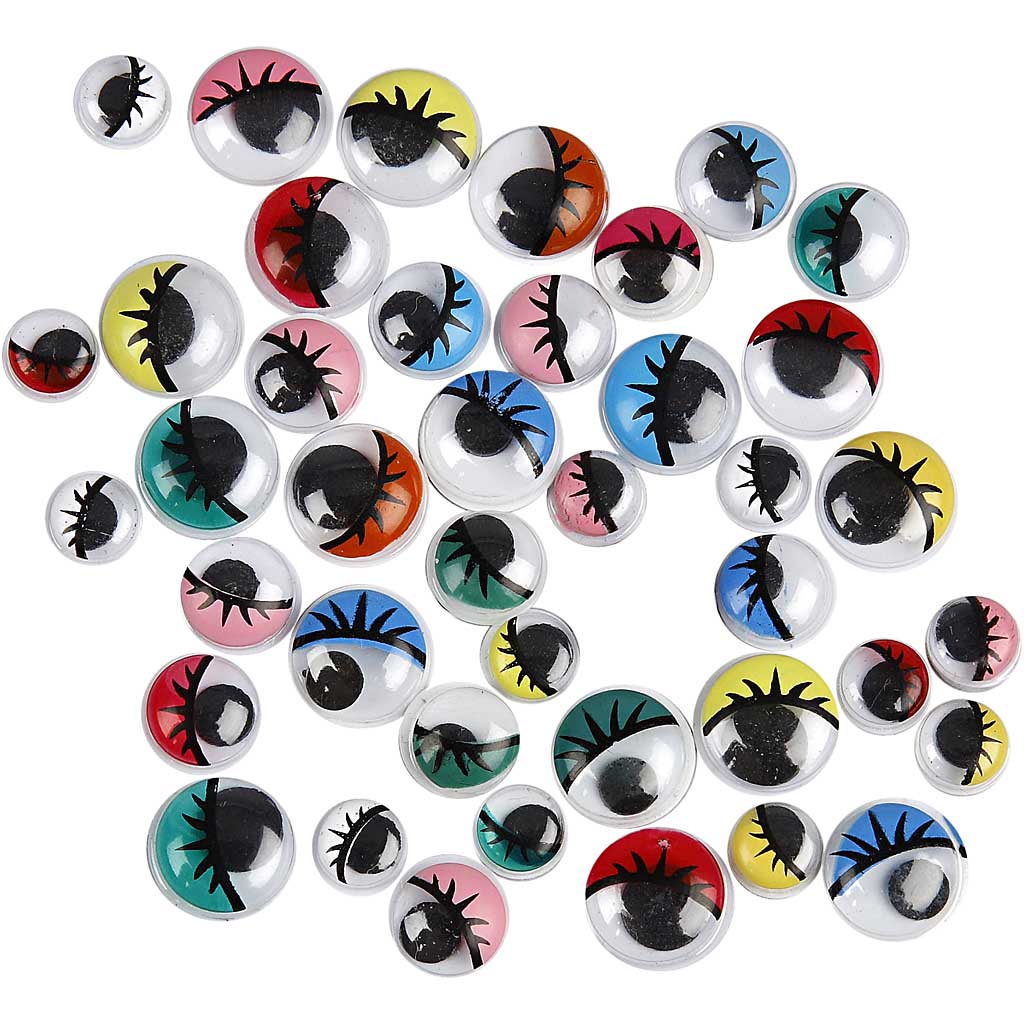 Googly Eyes, not sticky, dia. 8-12 mm, 36 asstd.