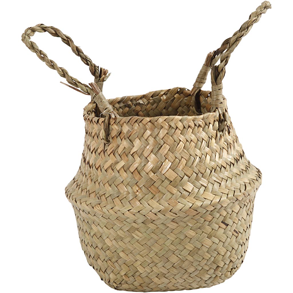 Seagrass basket, H: 11/19 cm, dia. 20 cm, 1pc/ 1 pc
