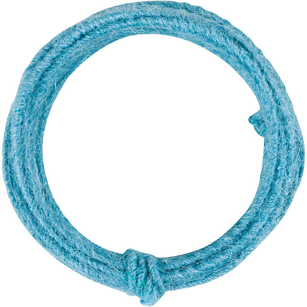 Jute wire, thickness 2-4 mm, sky blue, 3 m