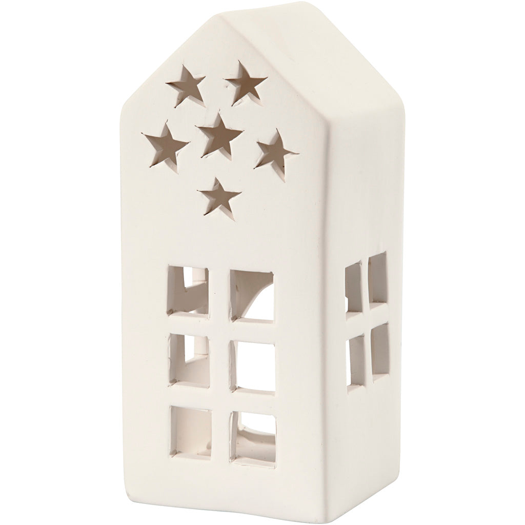 Tea Light Candle Holder, H: 16 cm, size 7x7 cm, white, 8 pc