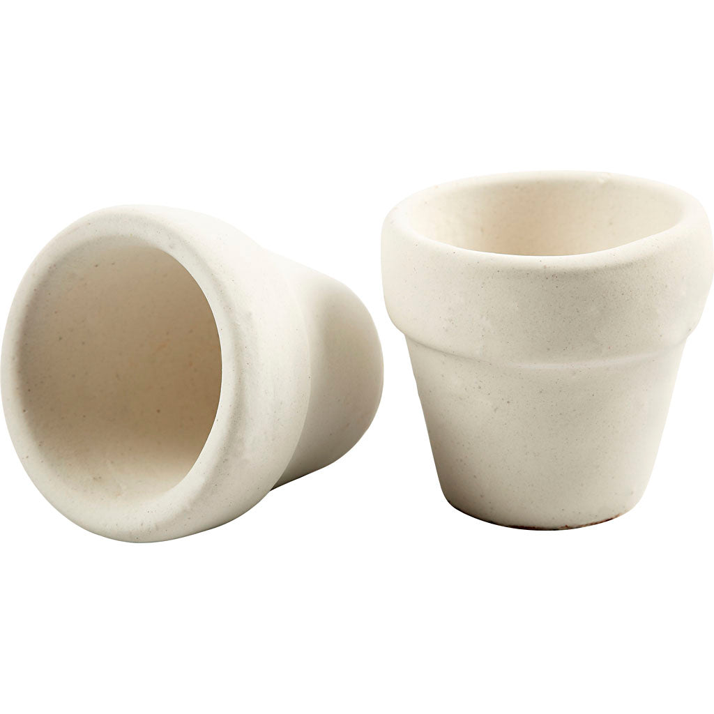 Flower Pots, H: 4,6 cm, dia. 5,2 cm, white, 48 pc